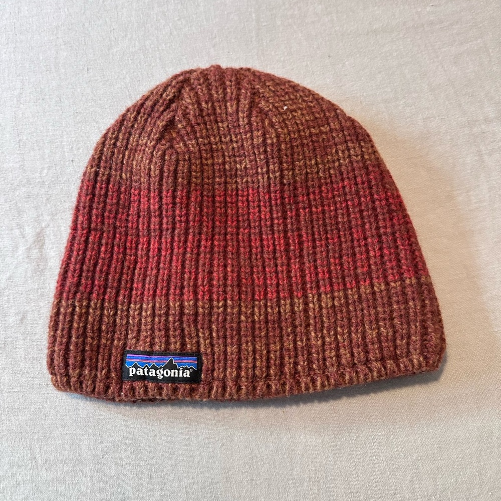 Patagonia Brown and Red Beanie - One Size